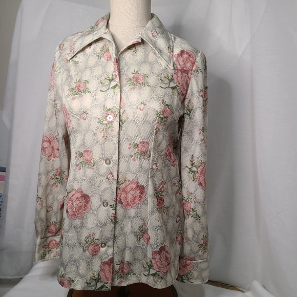 Pointy collar True Vintage 1970s Western Ladies Blouse size Medium Rockabilly - Picture 4 of 5
